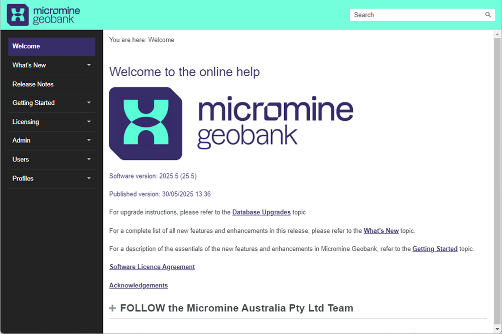 The Micromine Geobank Online Help 