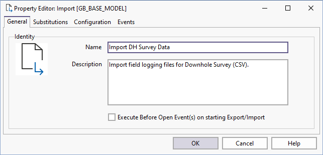The Property Editor: Import form