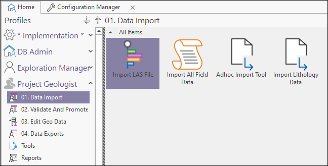 The User profile Data Import options
