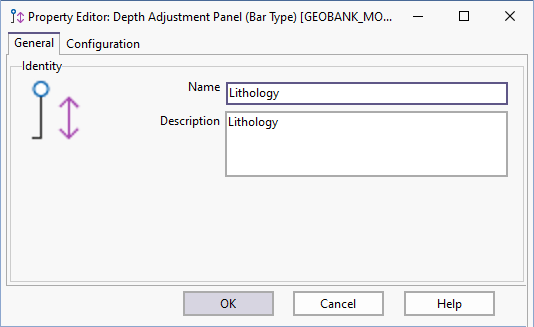 The Property Editor dialog for the Lithology bar type