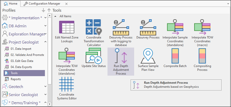 The Depth Adjustment based on Geophysics option in Geobank