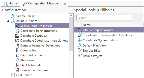 Geophysics (.LAS) File Import Wizard
