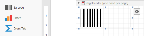 The Bar Code button with a bar code inserted in a report