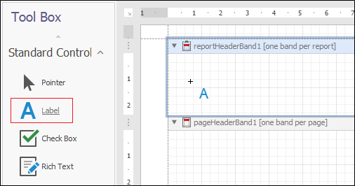 The Label button in the Reports toolbar