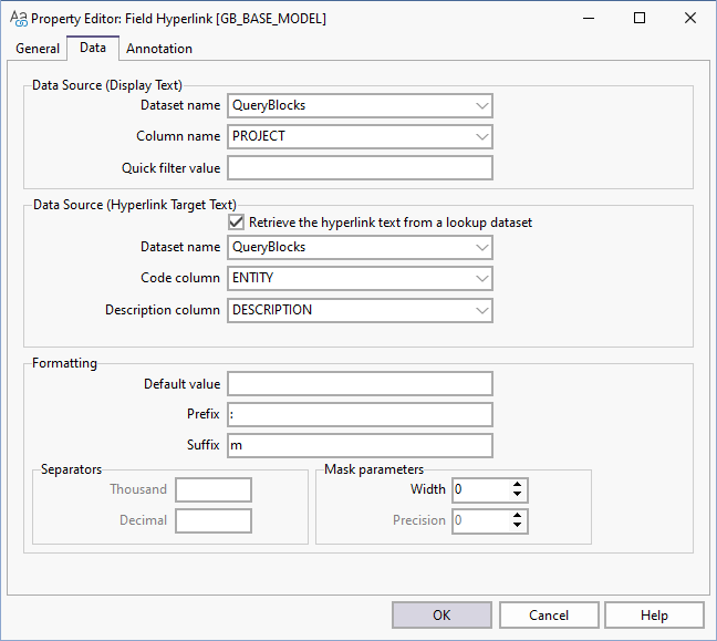 Property Editor: Field Label Hyperlink