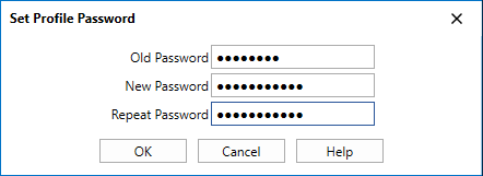 The Set Profile Password form for change of password