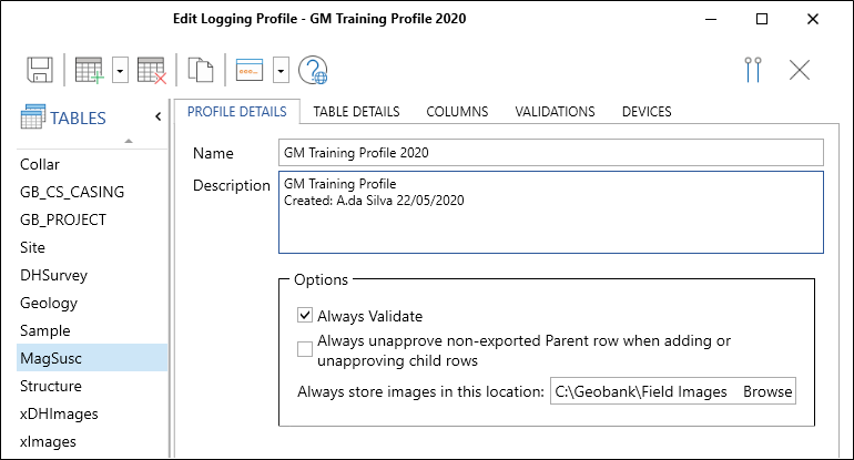 Edit a Logging Profile