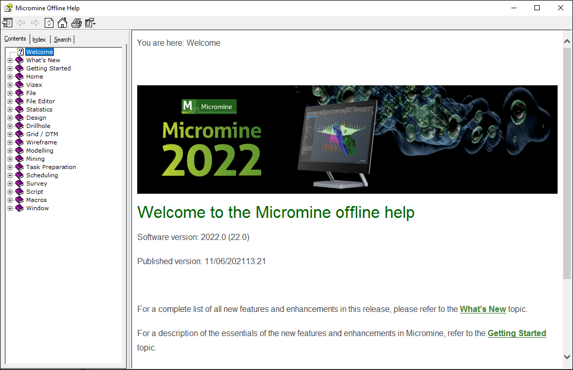 Автономная (оффлайн) справка Micromine