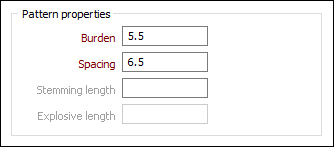The Pattern  Properties options in the Charge Calculation form