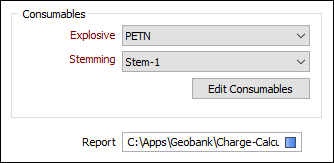 The Consumables options in the Charge Calculations form