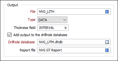 The Output options of the Drillhole Geology Compositing form