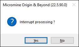 The Interupt processing prompt for the Select by Condition tool