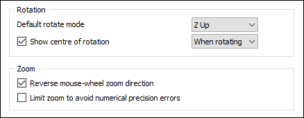 The Rotation and Zoom options in System Options | Vizex