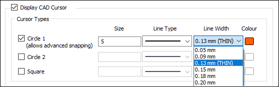 The new Line Width option