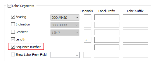 The Label Segments options in the String form