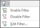 The Filter menu in the Vizex Display Layer pane