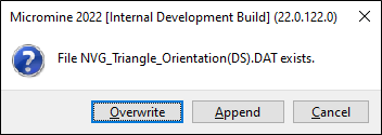 The prompt to Overwrite or Append the Output file