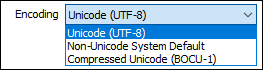 The Encoding drop down menu