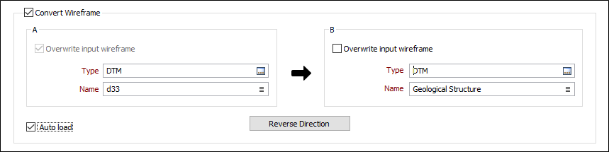 The Convert Wireframe tab of the Plane Grid Conversion form