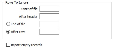 The Rows To Ignore section of the Import Text File dialog