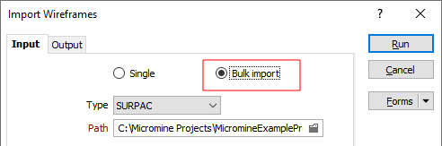 Import Wireframes form with new Bulk Import radio button