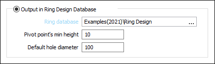 The Output in Ring Design Database options for Import from IREDES