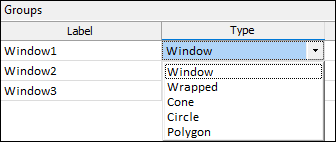 The Type drop down menu