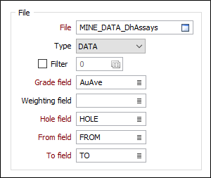 The File options of the Top Cut form
