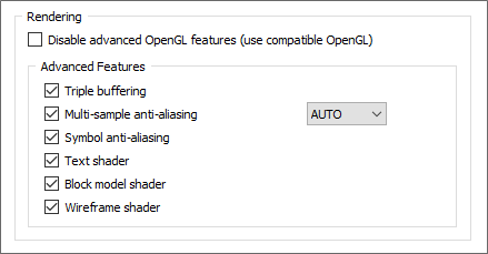 The Rendering options in System Options | Vizex