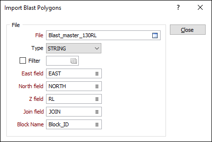 The Import Blast Polygons form
