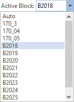 The Active Block drop down menu