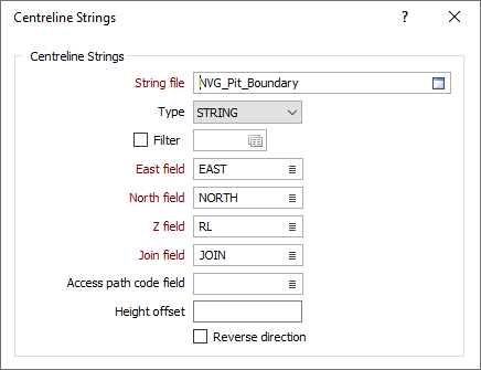 The Centreline Strings options on the Tubing Grid tab