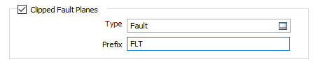 The Clipped Fault Planes options on the Output tab of the Geology Model form