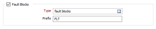 The Fault Blocks options on the Output tab of the Geology Model form