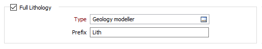 The Full Lithology options on the Output tab of the Geology Model form