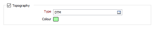 The Topography options on the Output tab of the Geology Model form