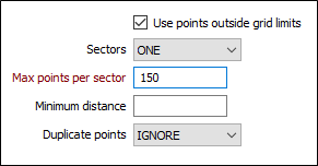 The Use points outside grid limits options on the Gridding form