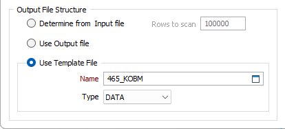 The Output File Structure section of the Import Text File dialog
