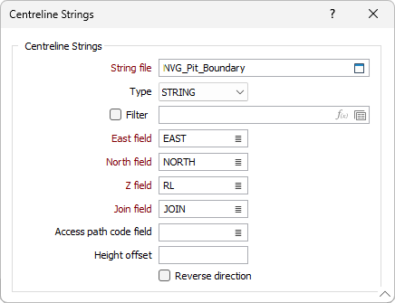 The Centreline Strings options on the Tubing Grid tab