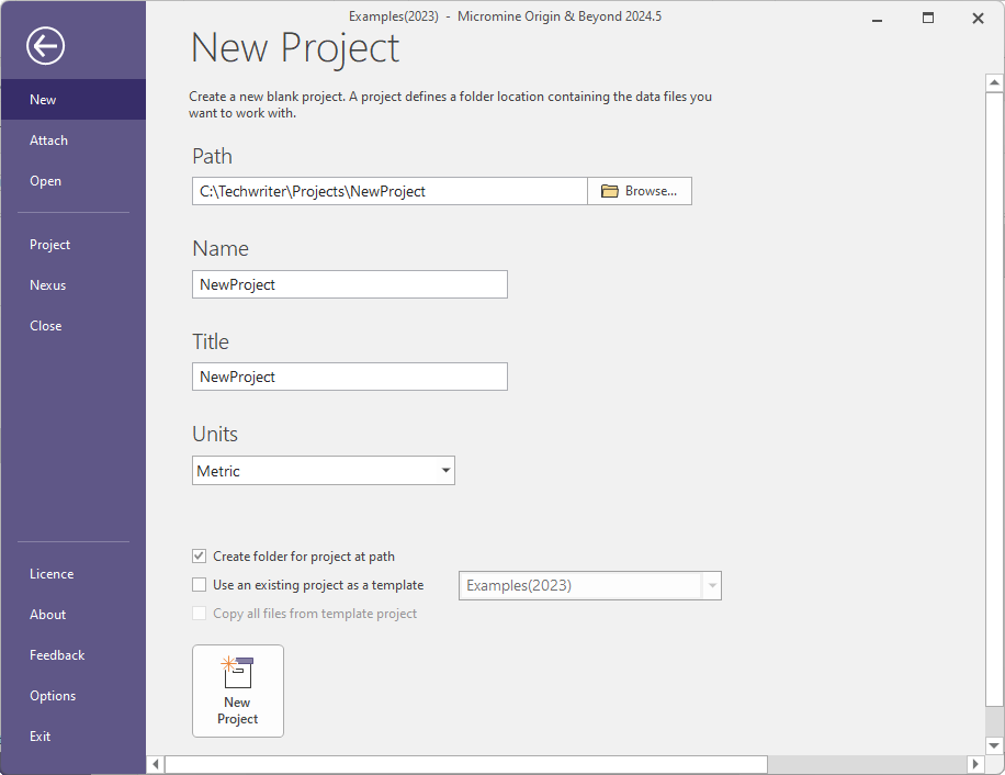The New Project Form