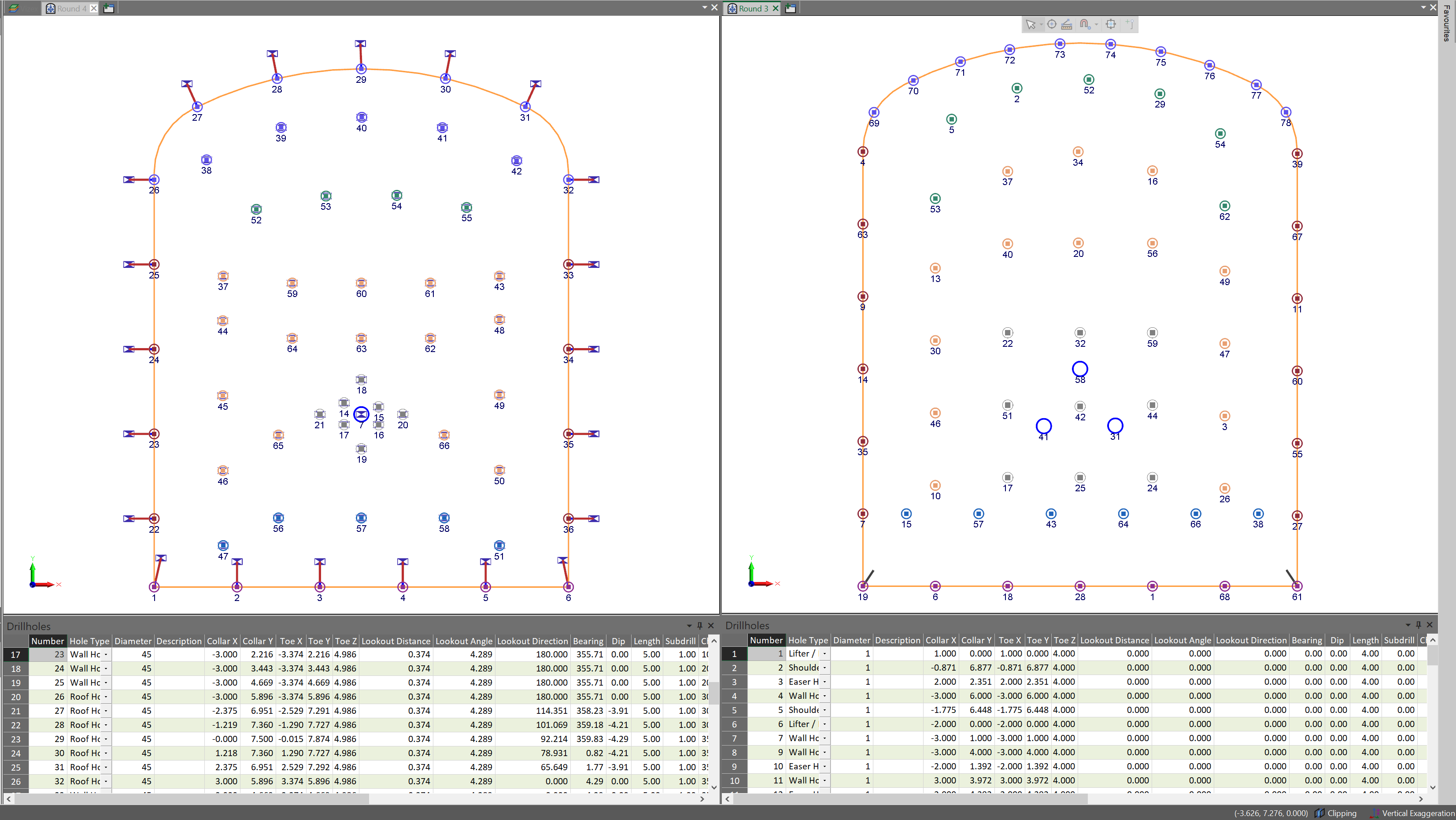 Two Edit Round Windows side by side for comparison