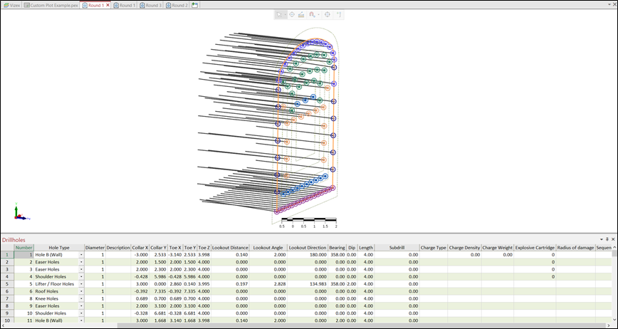 The Edit Round Window with rotated view