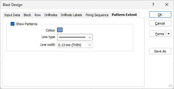 The Row tab of the Blast Design dialog
