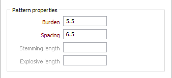 The Pattern  Properties options in the Charge Calculation form