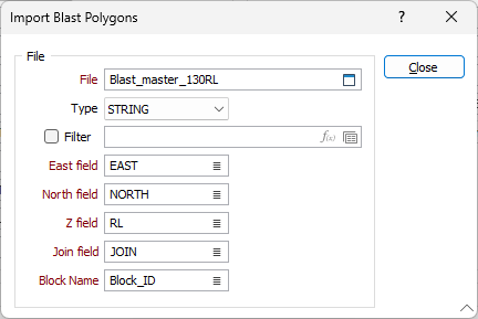 The Import Blast Polygons form