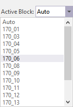 The Active Block drop down menu