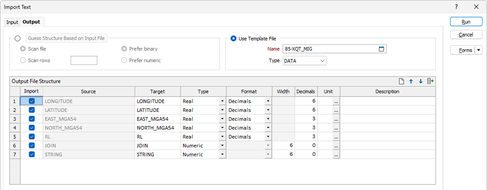 The Use Template File option