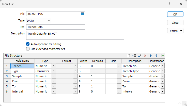 The New File dialog