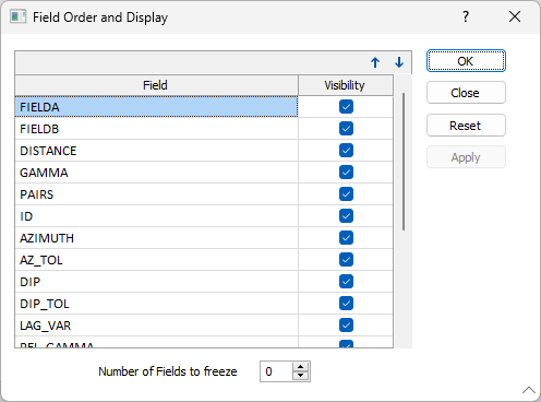 The Field Order and Display form