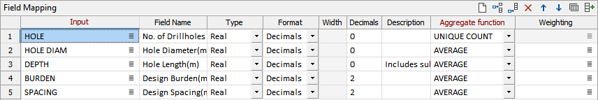 The Field Mapping grid in the Input tab of the Report Generator form